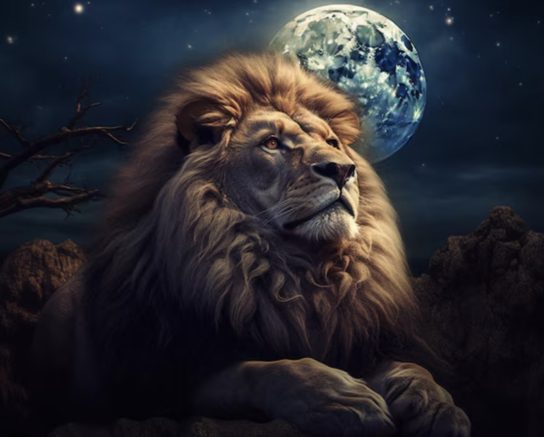Un León Bajo la Luna