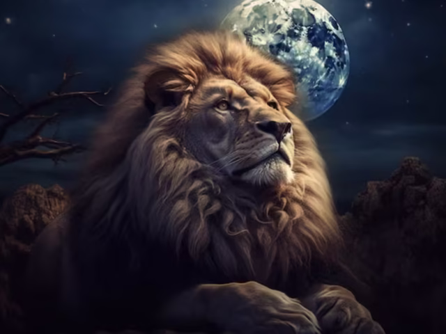 Un León Bajo la Luna